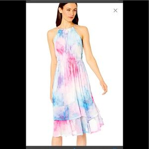 Sage Tie Dye midi dress pink blue size 10